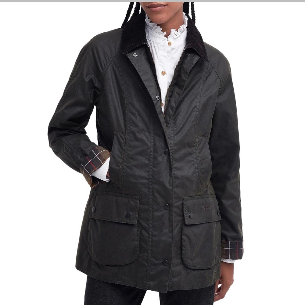 Barbour Beadnell Waxed Cotton Jacket Size 18